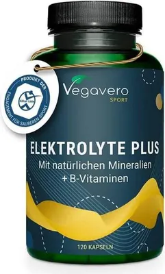 Produktbild von Vegavero Elektrolyte Plus | 120 Kapseln | natürliches Calcium, Kalium und Magnesium | mit B-Vitaminen | vegan