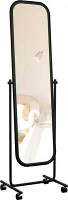 Produktbild von CLP Standspiegel Medusa mit Laufrollen neigbar und 360 Grad drehbar schwarz