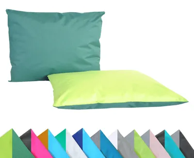 Produktbild von JACK 2er Set Wende Outdoor Kissenhülle Kissenbezug 2-farbig 30x50cm Wasserfest Lounge Kissen Garten Stuhl Lotus Effekt, Farbe:Dunkelgrün - Grün