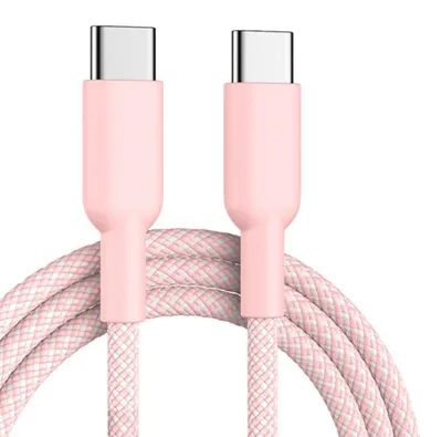 Obrázek produktu pro Nabíjecí kabel USB-C, 60 W, rychlé nabíjení, nylonový datový kabel, 1 metr, růžový, univerzální