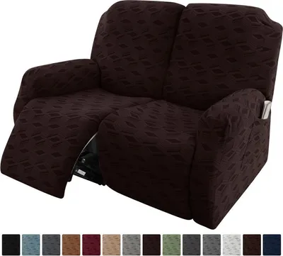 Image de Housses - Housse de canapé élastique pour fauteuil de relaxation, 2 places (2 pièces), chocolat, Housse de canapé complète pour le salon