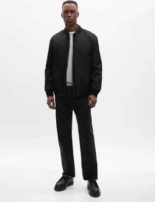 Produktbild von GAP Herren Bomberjacke Größe L, schwarz, leicht, Regular Fit mit Stehkragen