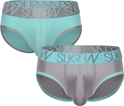 Image de SUKREW - Sous-vêtement Slips Hommes - Apex Brief Multipack 1x Peppermint + 1x Silver Sparkle - Taille L