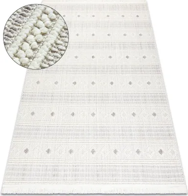 Zdjęcie produktu dla Dywan NANO FH69A Romby, pętelkowy, płasko tkany biały / szary beżowy 80x150 cm
