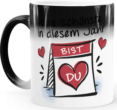 Produktbild von Kaffee-Tasse Farbwechsel Liebe Das Schönste in diesem Jahr bist du Spruch Herz Geschenk Valentinstag Jahrestag SpecialMe® Magic Magic-Tasse