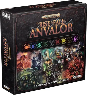 A Warhammer Age of Sigmar board game box titled 'The Rise & Fall of Anvalor'.