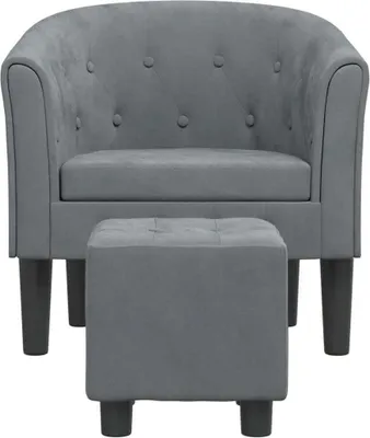 Produktbild von "Winterschlussverkauf "Einzelsessel moderne - CLORIS - Relaxsessel - Clubsessel, mit Fußhocker Dunkelgrau Samt - 70 x 56 x 68 cm - NeuMöbel8787955