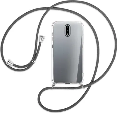 Produktbild von Handykette Backcover-Schutzhülle mit Band (Metall silberfarben) für Nokia 2.3 - dunkelgrau