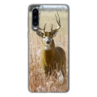Produktbild von MuchoWow® Handyhülle Schutzhülle Hülle für Huawei P30 Hirsche - Gras - Herbst - Tiere - Natur - Geweih Silikon Softcase Handy Hülle - Kartenbesitzer