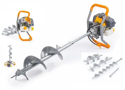 Produktbild von Benzin-Erdbohrer, Erdbohrgerät 6 PS mit Bohrern (10, 20, 30 cm)
