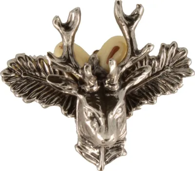 Hutanstecker kleiner Hirschkopf mit Grandeln von Hut-Breiter in silber