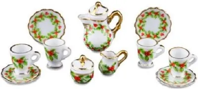 Produktbild von Miniatur Kaffeeset Weihnachtskranz 11-tlg. aus Porzellan