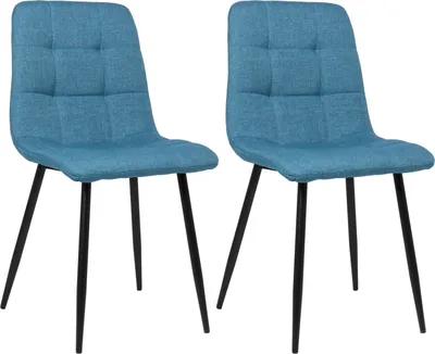 Produktbild von 2er Set Esszimmerstuhl HLO-CP26 Stoff  blau