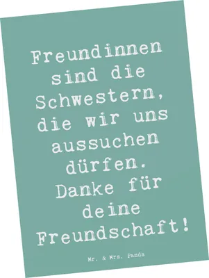 Produktbild von Mr. & Mrs. Panda Postkarte Spruch Freundinnen Schwestern - Meeresbrise - Geschenk, Bedanken, Danke, Wertschätzung, Ansichtskarten, sagen, Postkarten, bildkarte, Liebe