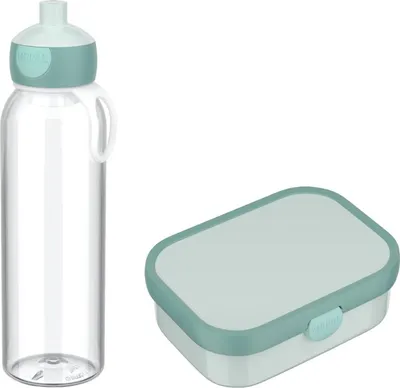 Produktbild von Mepal - Pausenset Campus - Set für Kinder mit Bento Brotdose und Pop-Up Wasserflasche - Lunch-Set für die Schule oder unterwegs - Spülmaschinenfest - 750 + 500 ml - Cool Mint