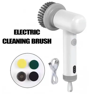 Produktbild von Elektrische Reinigungsbürste mit 4 Bürstenköpfen, kabellos, 2 Geschwindigkeitsstufen, USB-C-Ladeanschluss, 1500 mAh Akku, IPX6 wasserdicht - A