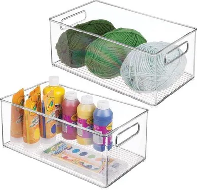 Produktbild von Famanu Aufbewahrungsboxen Set - Stapelbare Organizer mit Handgriffen - Transparent