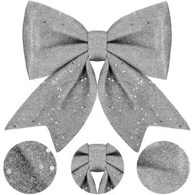 Zdjęcie produktu dla Świąteczna kokardka z cekinami 19,5 x 21 cm, srebrna, dekoracja świąteczna