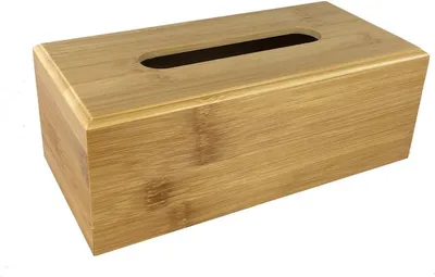 Imagen del producto de Caja de bambú para pañuelos, dispensador de pañuelos de papel o toallas de cosmética para el baño, dimensiones interiores: 22 x 12 x 7 cm, caja para pañuelos