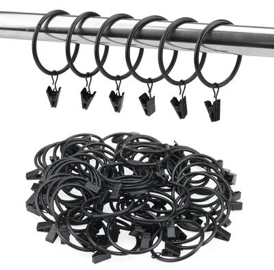 Immagine prodotto di Solidchoice - Anelli per tende in metallo con clip - 60 pezzi - 50 mm - Neri