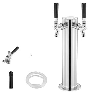 Produktbild von Kegerator Turm Kit, Edelstahl, Dual Gauge Regler, 2 Wasserhähne S