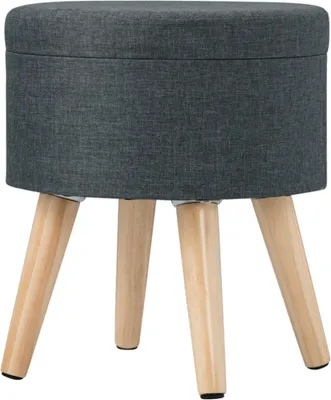 Immagine prodotto di Panca portaoggetti Happyment Malda - sgabello con vano portaoggetti - panca portaoggetti Beck - poggiapiedi - sgabello con contenitore - contenitore con coperchio - grigio scuro - tessuto