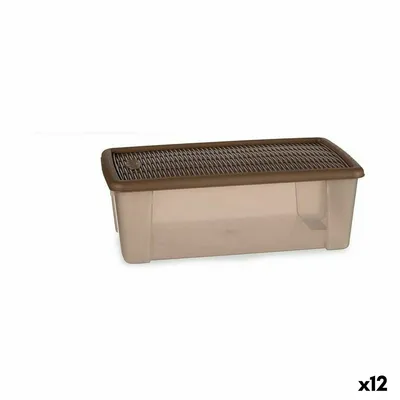 Image de Boîte de rangement avec couvercle Stefanplast Elegance Beige plastique 5 L 19,5 x 11,5 x 33 cm (12 pièces)