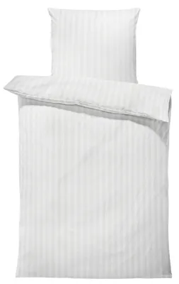 Produktbild von 4 teilig Bettwäsche 135x200 cm Streifen gestreift weiß Elegant Damast Microfaser