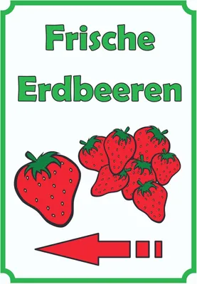 Produktbild von Verkaufsschild Schild Erdbeeren Hochkant mit Pfeil links A0 (841x1189mm)