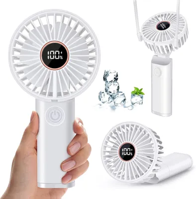 Produktbild von Handventilator, Mini Ventilator, Taschenventilator, Tischventilator, USB wiederaufladbarer, Leise, 6 Geschwindigkeiten, Tragbar Lüfter mit Powerbank