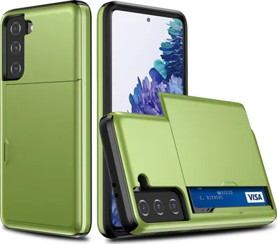 Produktbild von Mobigear Card  Samsung Galaxy S21 Plus Hülle Hardcase Backcover Stoßfest mit Kartenhalter - Grün
