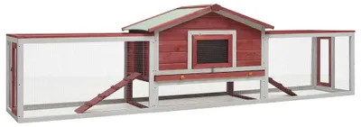 Obrázek produktu pro vidaXL Králíkárna červená 310x70x87 cm Borovice a jedle masiv