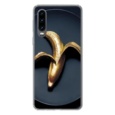 Produktbild von MuchoWow® Handyhülle Schutzhülle Hülle für Huawei P30 Goldene Banane auf dunklem Hintergrund Silikon Softcase Handy Hülle - Kartenbesitzer