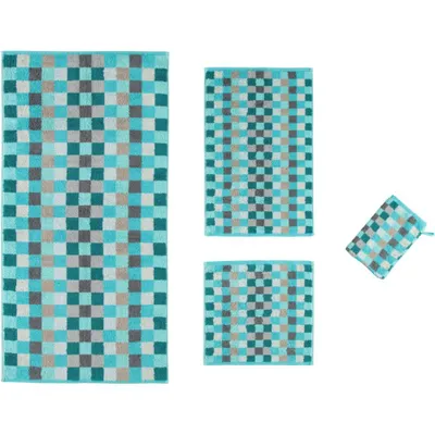 Produktbild von Cawö Handtuch Unique Karo 942 Farbe türkis Größe 50x100 cm