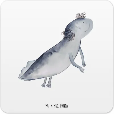 Produktbild von Mr. & Mrs. Panda Untersetzer für Gläser Axolotl Schwimmen 6er Set - Weiß - Geschenk, Motivation, Tisch, Coaster, Problem, Optimistisch, Lurch, Probleme, Glas-Untersetzer
