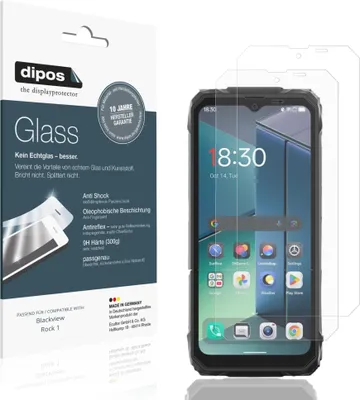 Produktbild von 2x Schutzfolie für Blackview Rock 1 matt - Anti-Shock 9H Folie dipos Glass Kunststoffglas