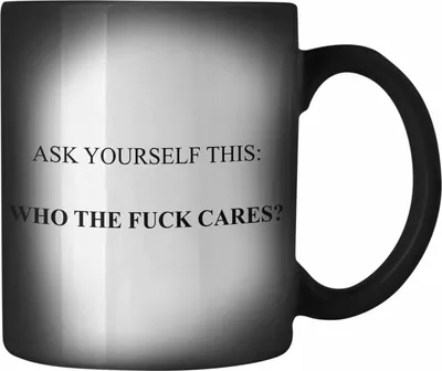 Produktbild von Trendation - Lustige Farbwechsel Zauber-Tasse mit Spruch für Frauen Männer Arbeit Büro Lustig Farbwechsel Zauber-Tassen Becher mit Sprüchen Kollegin Geschenk Sarkasmus Who Cares (Schwarz)