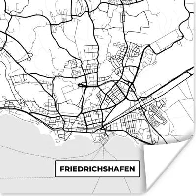 Produktbild von MuchoWow® Poster Karte - Friedrichshafen - Karte - Stadtplan 75x75 cm - Wand Dekoration
