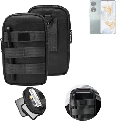 Produktbild von K-S-Trade Holster Gürtel Tasche kompatibel mit Honor 90 Pro Handy Tasche Schutz Hülle dunkel-grau viele Fächer, 1x