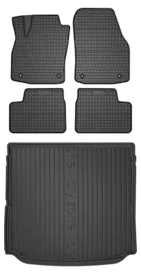 Image de Tapis en caoutchouc + bac de coffre pour Opel Astra H 2004-2010 (break, coffre standard) – 5 pièces, noirs, sur mesure