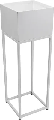 Produktbild von VIVANNO Blumentopf pulverbeschichtetes Stahlblech ELEVATE SQUARE Säule, Weiß matt - 25x25x79 cm