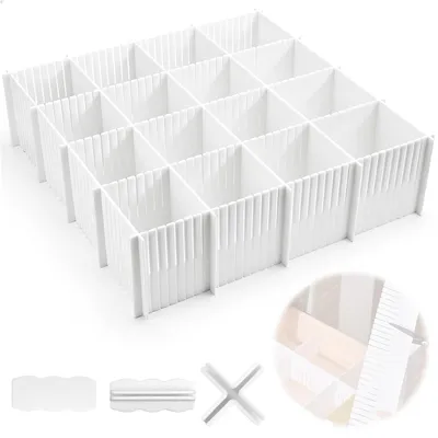 Schubladenunterteiler 10er-Set, 37x11 cm, verstellbar, weiß
