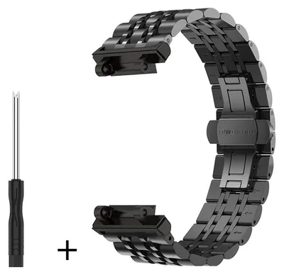 Produktbild von Uhrenarmband - Metallarmband für Amazfit T-Rex Pro - Edelstahl - Stil 3 - Schwarz