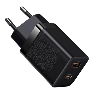 Obrázek produktu pro BASEUS USB A + Type C PD QC3.0 síťová nabíječka 30W CCSUPP-E01/CCCJG30UE černá