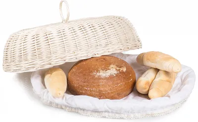 Produktbild von JIPRO® Brotkorb aus Weide oval gebleicht mit Stoff Mochila IV - Weidenkorb - B 39 x T 28 x H 13(cm)