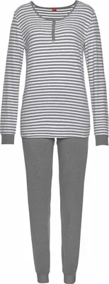 Produktbild von s.Oliver Pyjama 2 -teilig grau-meliert-ecru-gestreift Größe 48/50