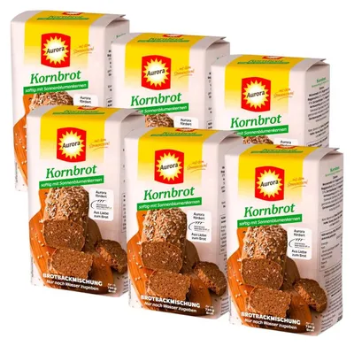 Produktbild von Aurora Kornbrot Backmischung saftig mit Sonnenblumenkernen 500g (6er Pack)
