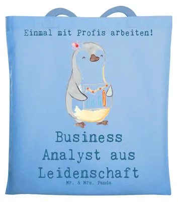 Produktbild von Mr. & Mrs. Panda Einkaufstasche Business Analyst Leidenschaft - Sky Blue - Geschenk, Tote Bag, Uni Tasche, Shopping, Schultasche