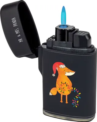 Produktbild von Mr. & Mrs. Panda Feuerzeug Fuchs Weihnachten - Schwarz - Geschenk, Weihnachtsmann, zigarettenanzünder, sturmfeuerzeug, Winter, Feuerzeuge, Füchse, anzünder, gas, Nikolaus