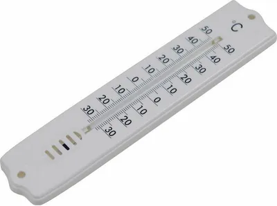 A white thermometer is shown against a white background.